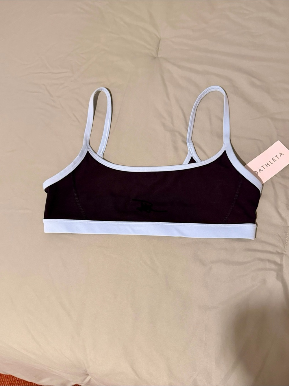 NWT Athleta Square Neck Sports Bra - **Black w/Mist Blue** - Size L - Picture 2 of 7